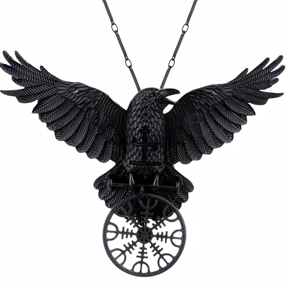 1pc Gothic Black Raven Pendant Necklace  Faux Fashion Jewelry‎